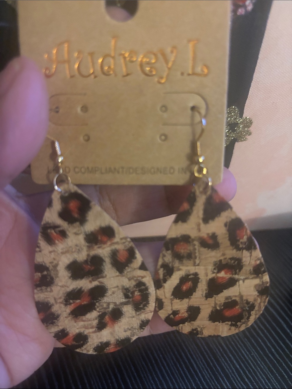 audrey Teardrop Leopard Print Earrings - Brown, Black & Orange